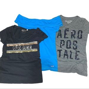 Lot of 3 Guess Hollister Aeropostale Short Sleeves Tee Size XS